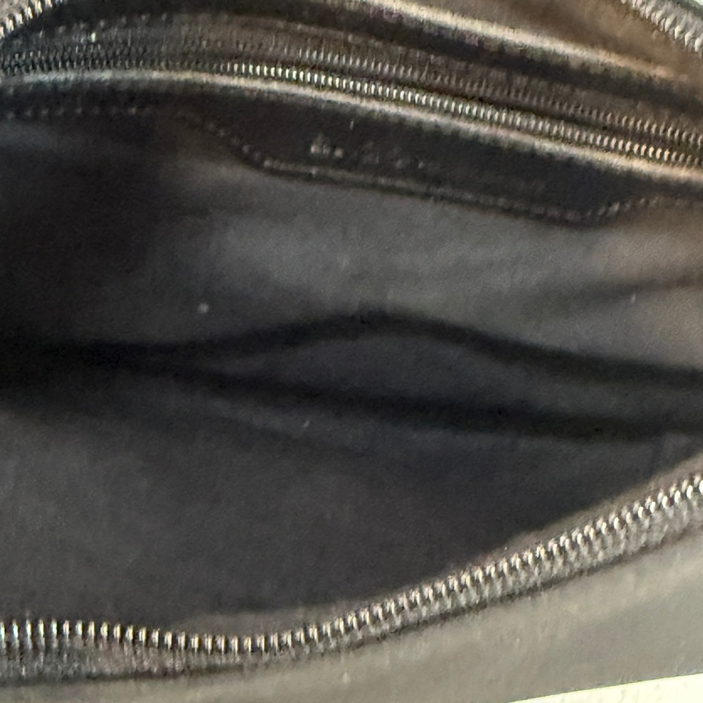 Enzo Angiolini Black Nylon Shoulder Bag Pebbled Leather Trim Baguette Purse - Picture 6 of 13